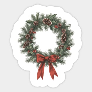 Traditional Christmas Wreath Sticker